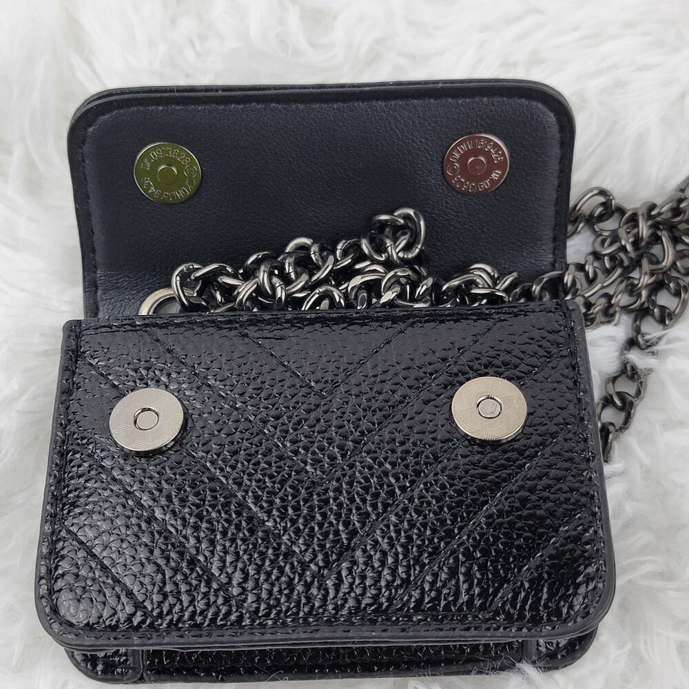 Designer Micro Mini Purse Black Crossbody 24" Chain Magnetic Snap Bag Eagle New - Picture 7 of 10